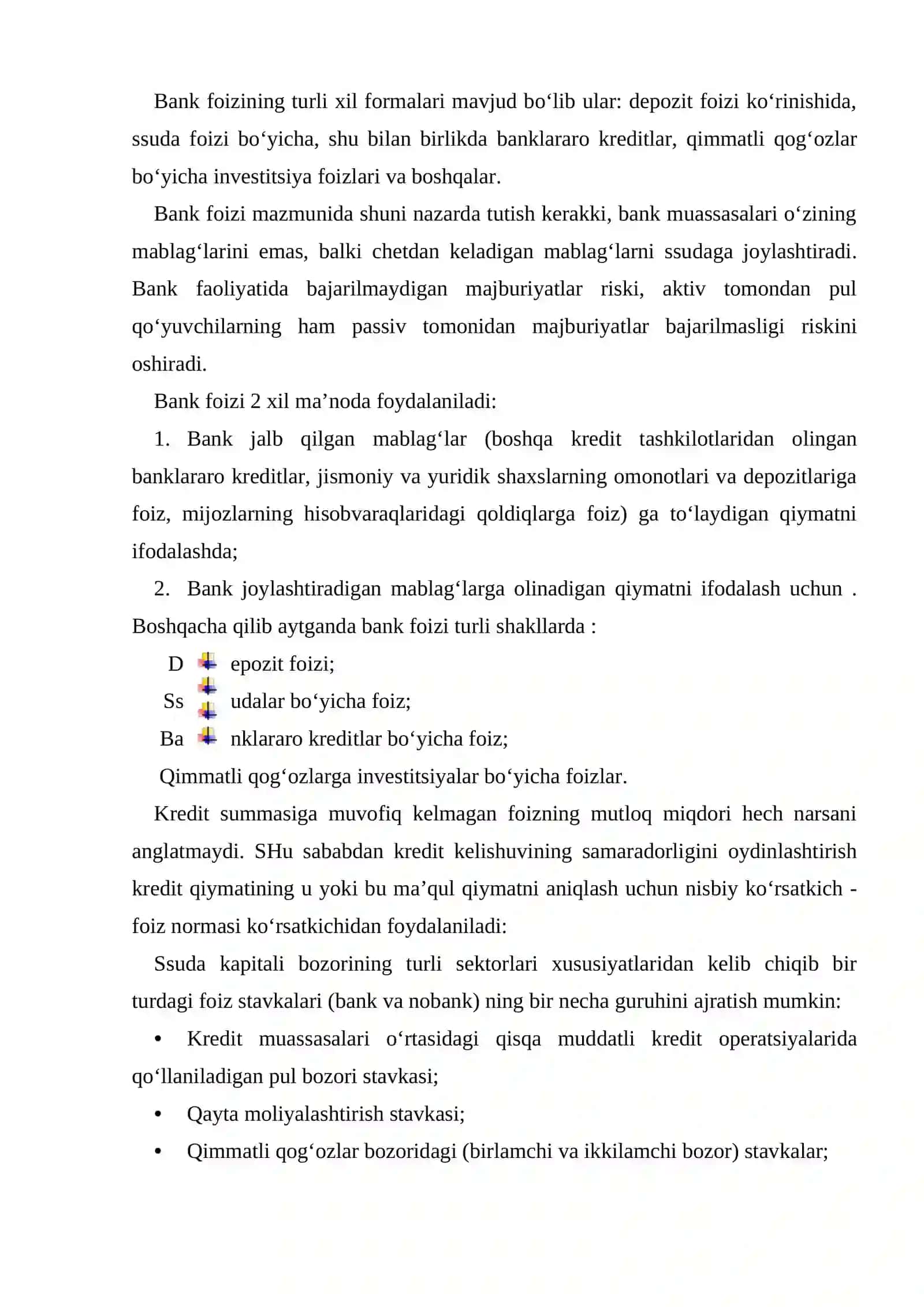 Tijorat banklarining passiv va aktivlari bo’yicha foiz siyosati 3