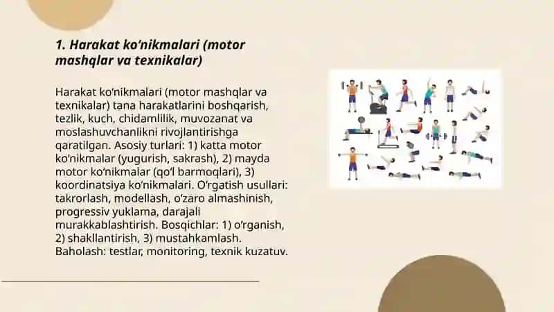 Harakat ko‘nikmalari (motor mashqlar va texnikalar) 3