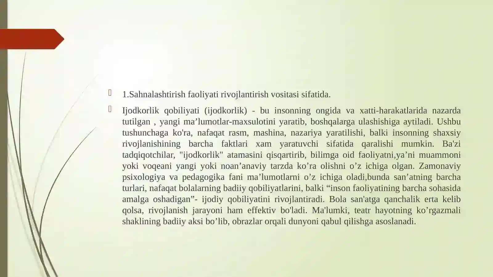 Sahnalashtirish faoliyati 3