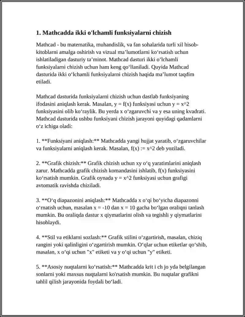 MATHCADDA IKKI VA UCH O'LCHAMLI GRAFIKLAR 3