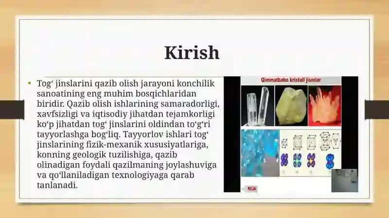 Tog' jinslarini qazib olishga tayyorlashning usullari 3