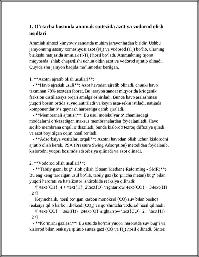 O'RTACHA BOSIMDA AMMIAK SINTEZLASH 3