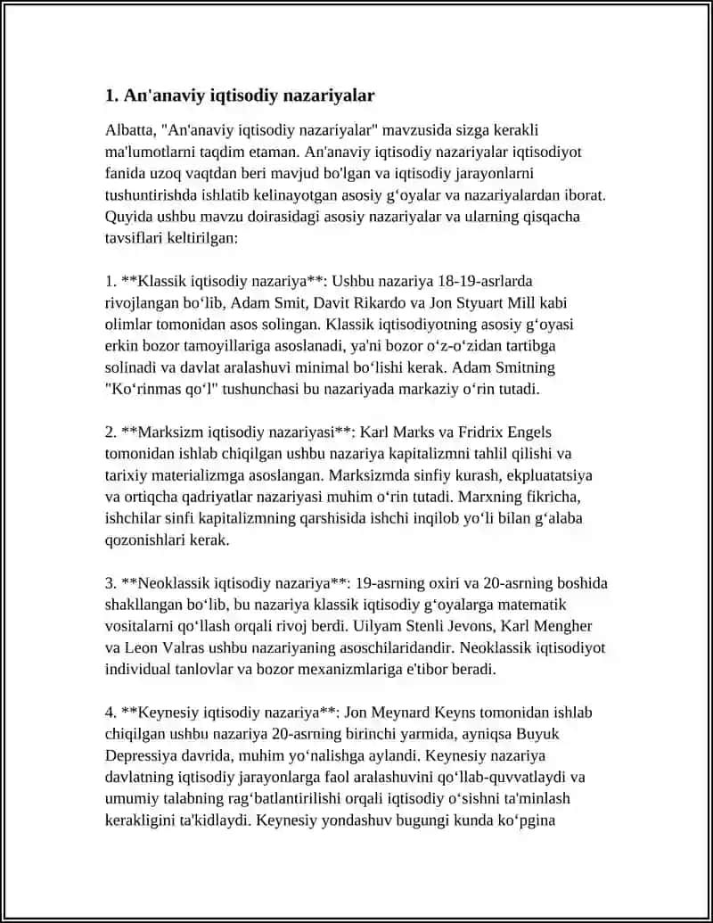 An'anaviy iqtisodiy nazariyalar 3