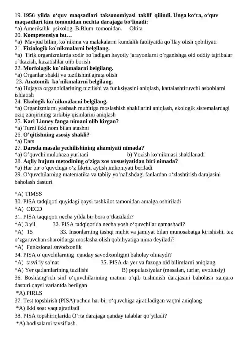 TESTLAR TO’PLAMI 3