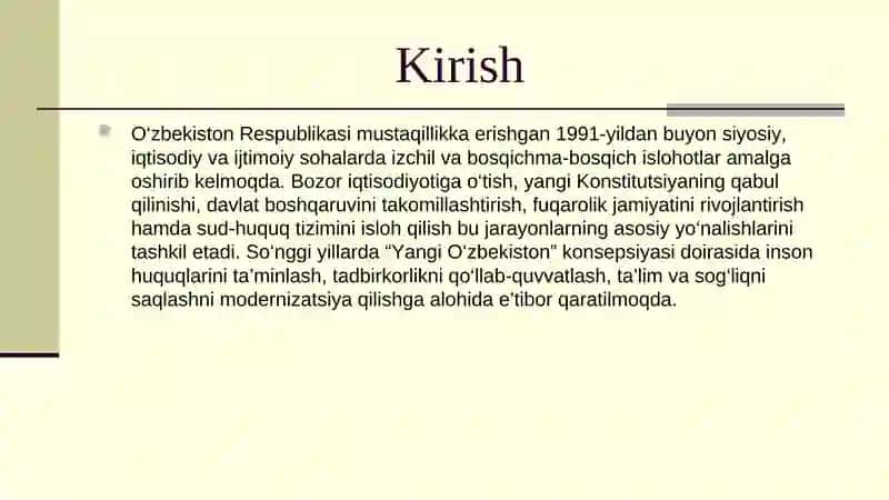 O'zbekistonning eng yangi tarixida muhim islohotlar (1991-2025). 3