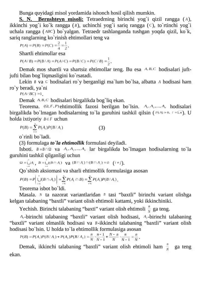 Ehtimollik va uni o’lchash 3
