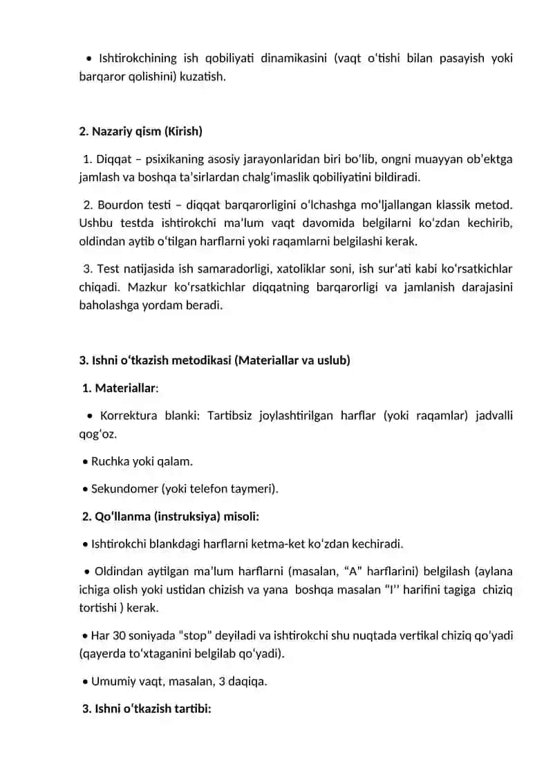 Bourdon testi (Korrektura testi) 3