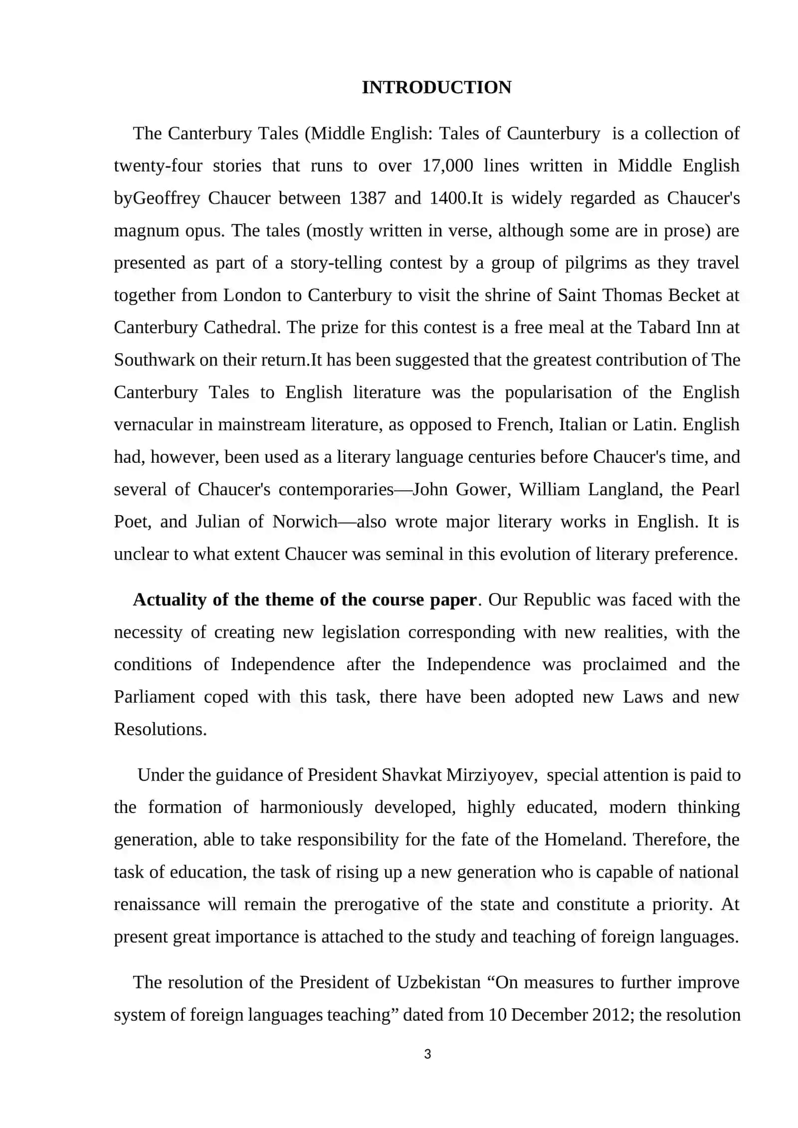 Course Paper on "The Canterbury Tales" 3
