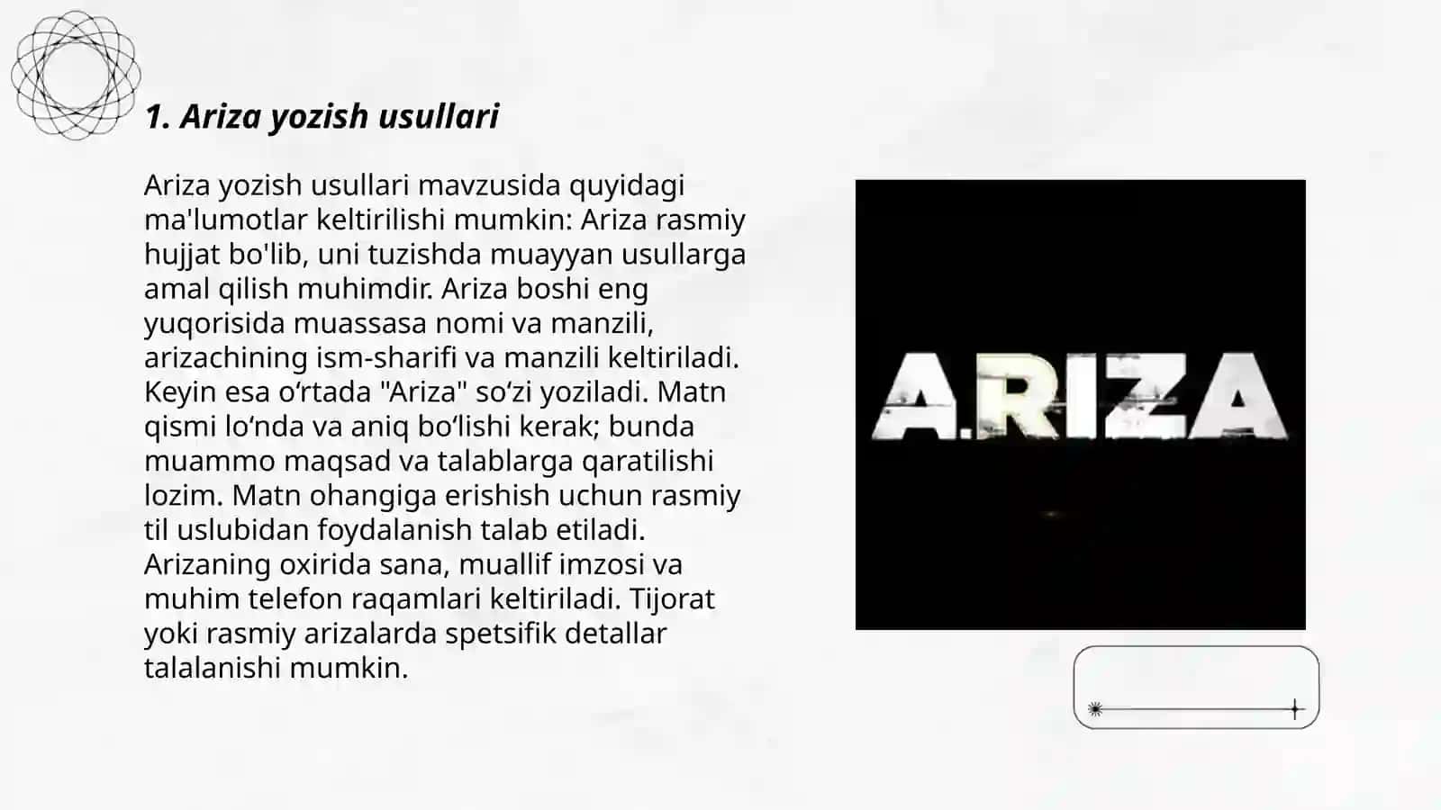 Ariza yozish usullari 3