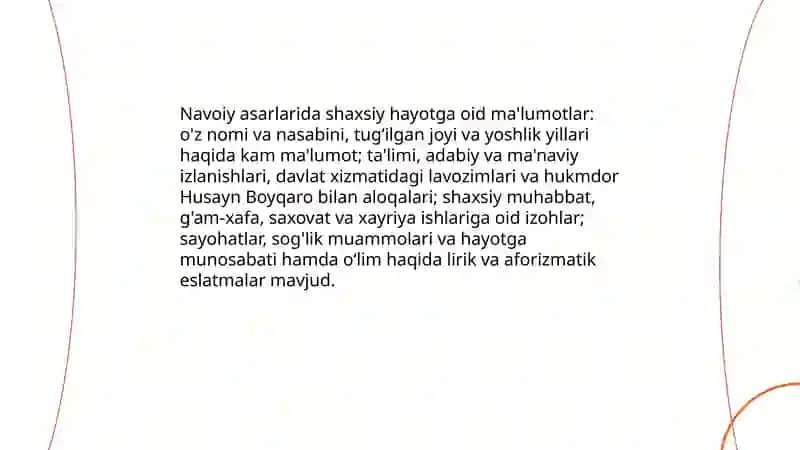 Navoiy haqida shoirning o'z asarlaridagi ma'lumotlar 3
