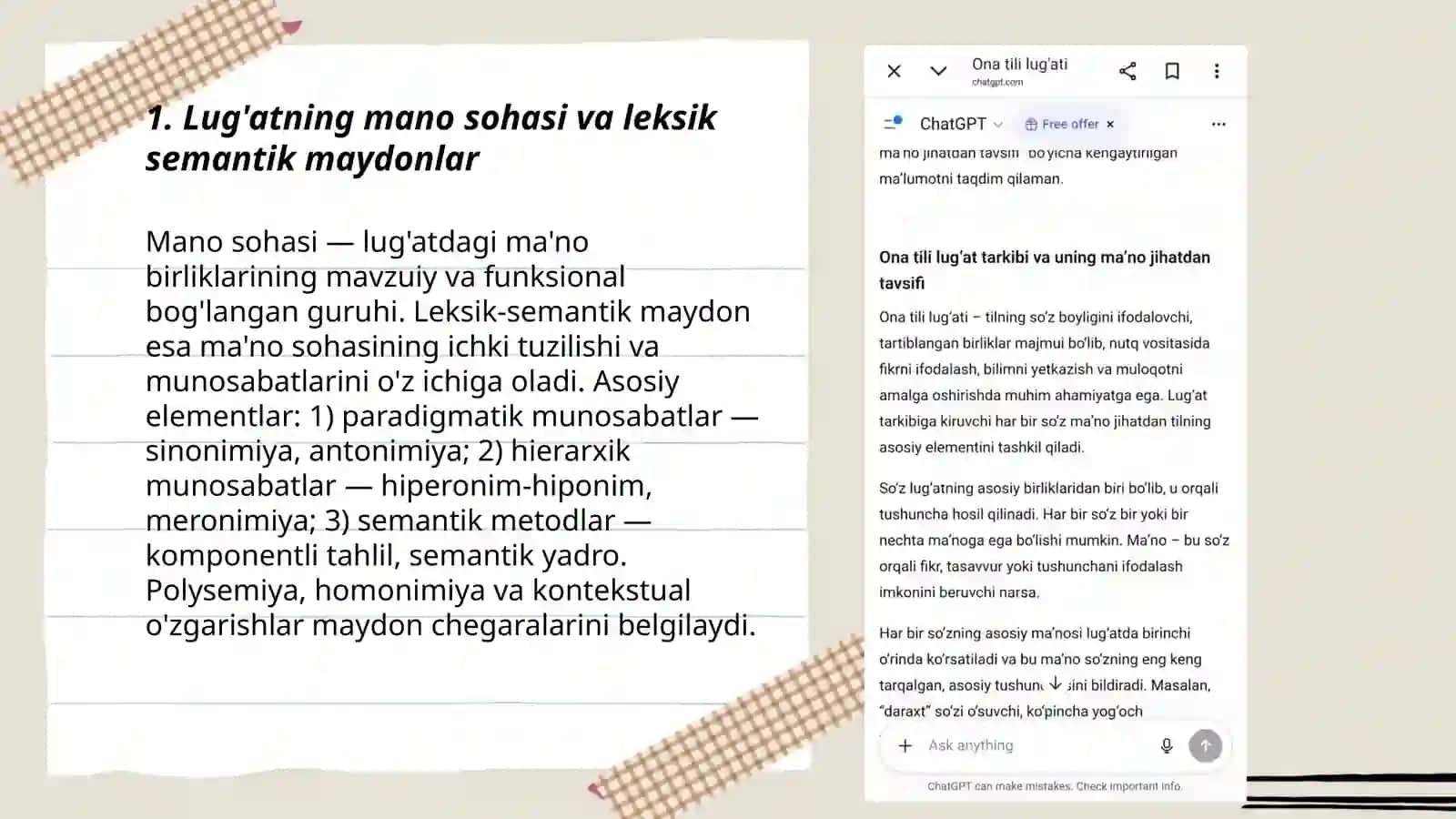 Ona tili lug'at tarkibining mano jihatdan tavsiflanishi 3