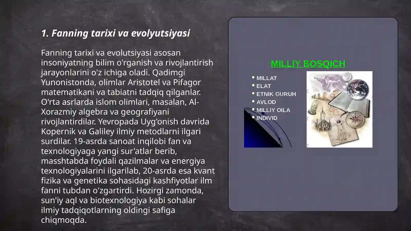 Fanning tarixi va uni o'rganish yondashuvlari 3