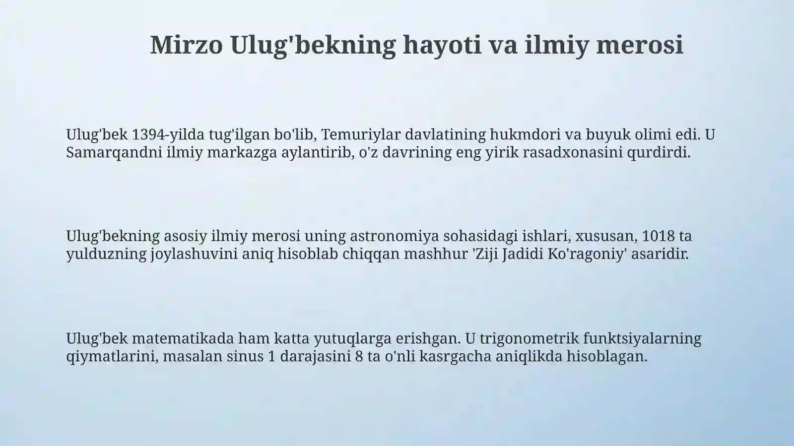 Ulug'bekning pedagogik g'oyalari 3