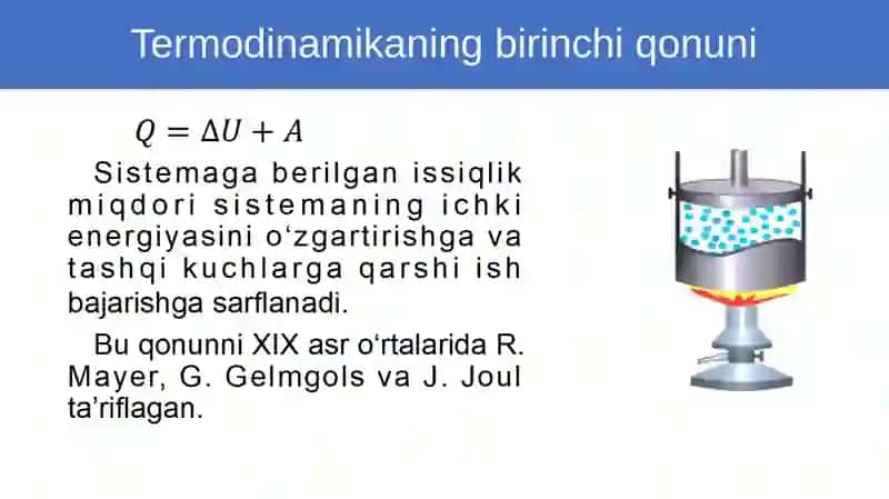 Termodinamikaning birinchi qonuni 3