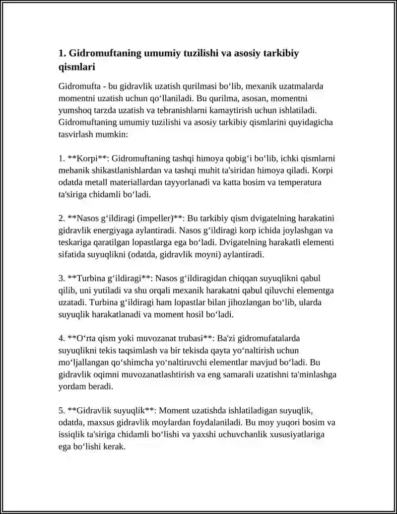GIDROMUFTANING TUZILISHI, ISHLASHI 3