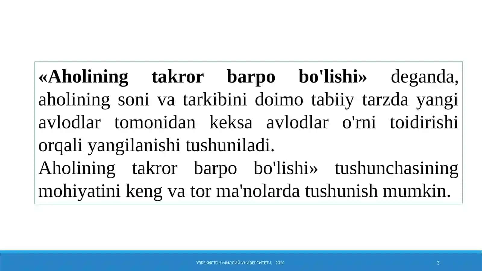 Aholining takror barpo bo’lishi 3