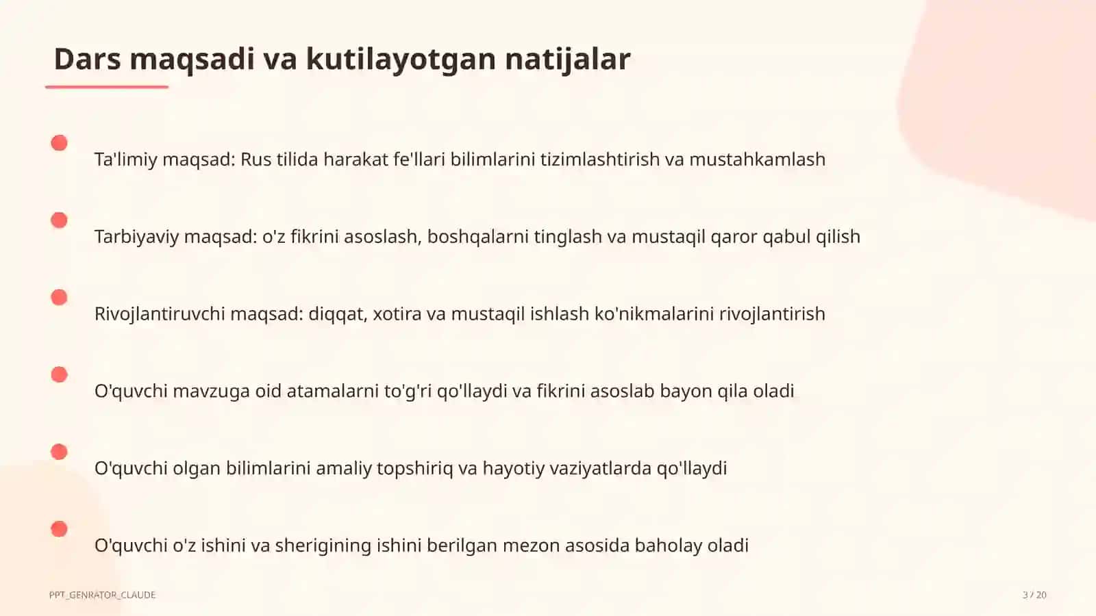 Rus tilida harakat fe'llari (6-sinf) 3