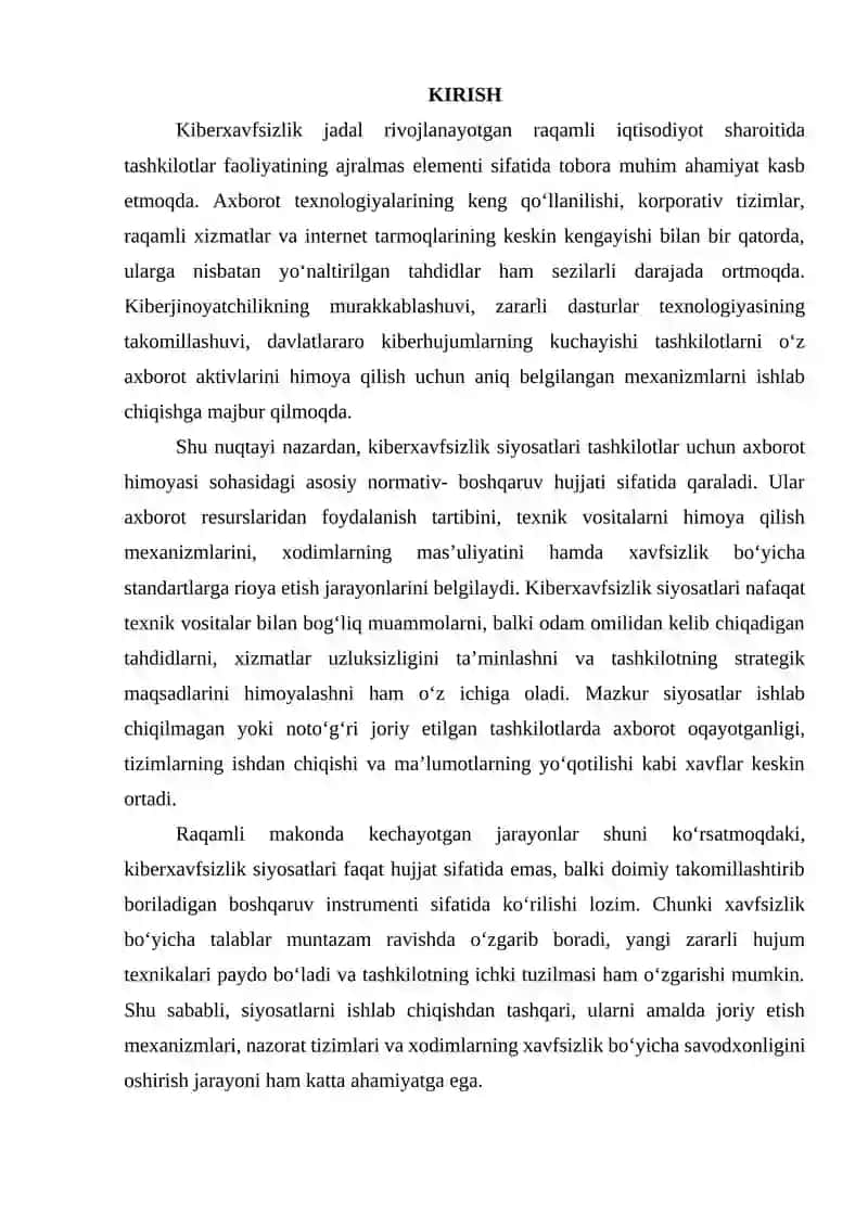 Kiberxavfsizlik siyosatlari tarkibiy elementlari va joriy etish mexanizmlari 3