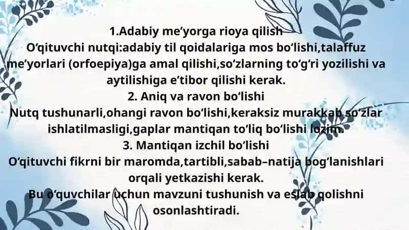 O‘qituvchi nutqi 3