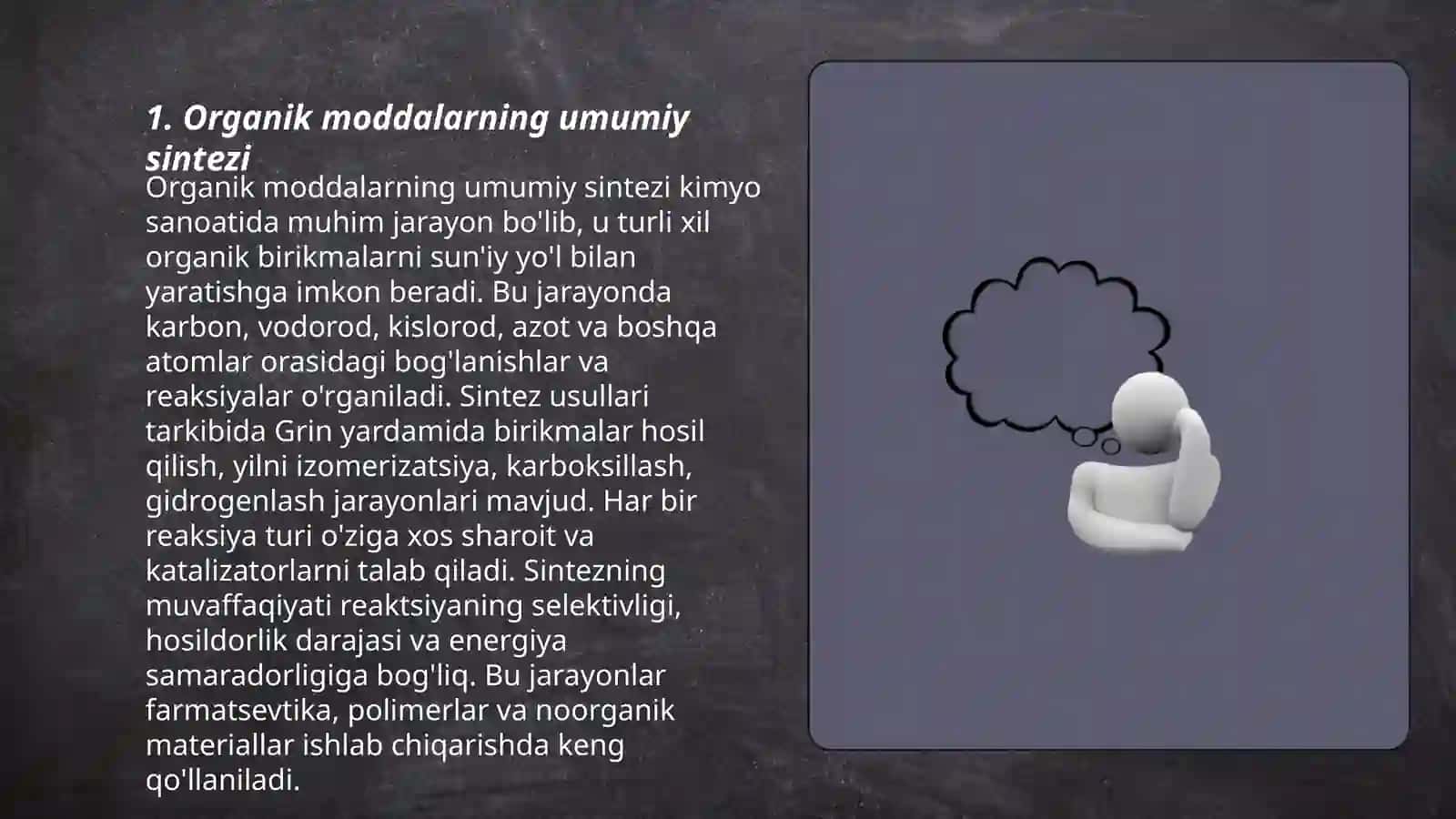 Organik modda sintezining shakilanishi 3