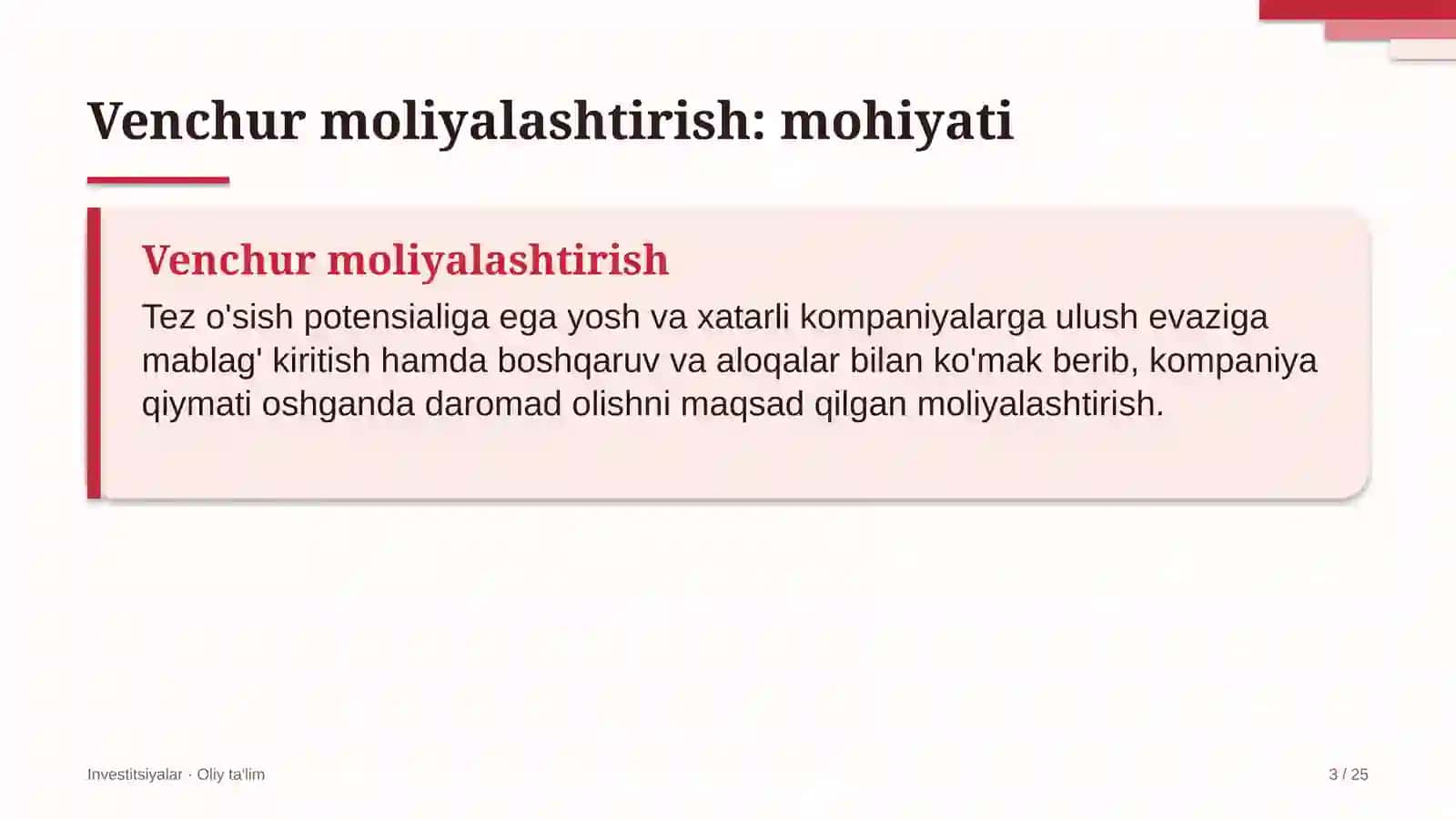Venchur moliyalashtirish: mohiyati 3