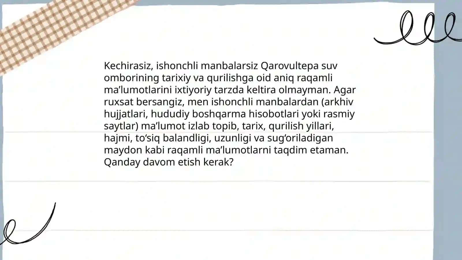 Qarovultepa suv ombori 3
