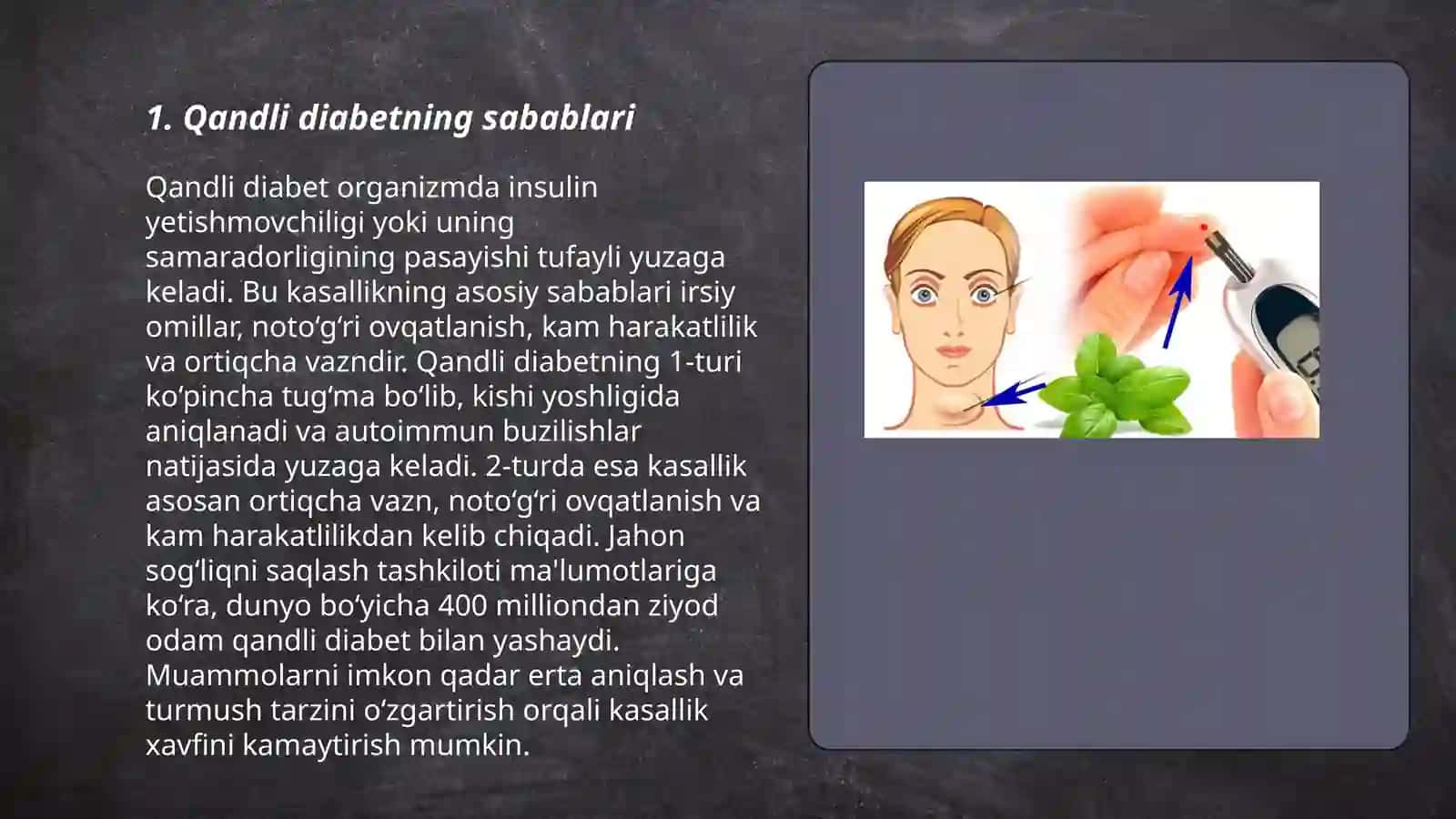 Qandli diabed va ochlikda ketanuriya va ketonemiya 3