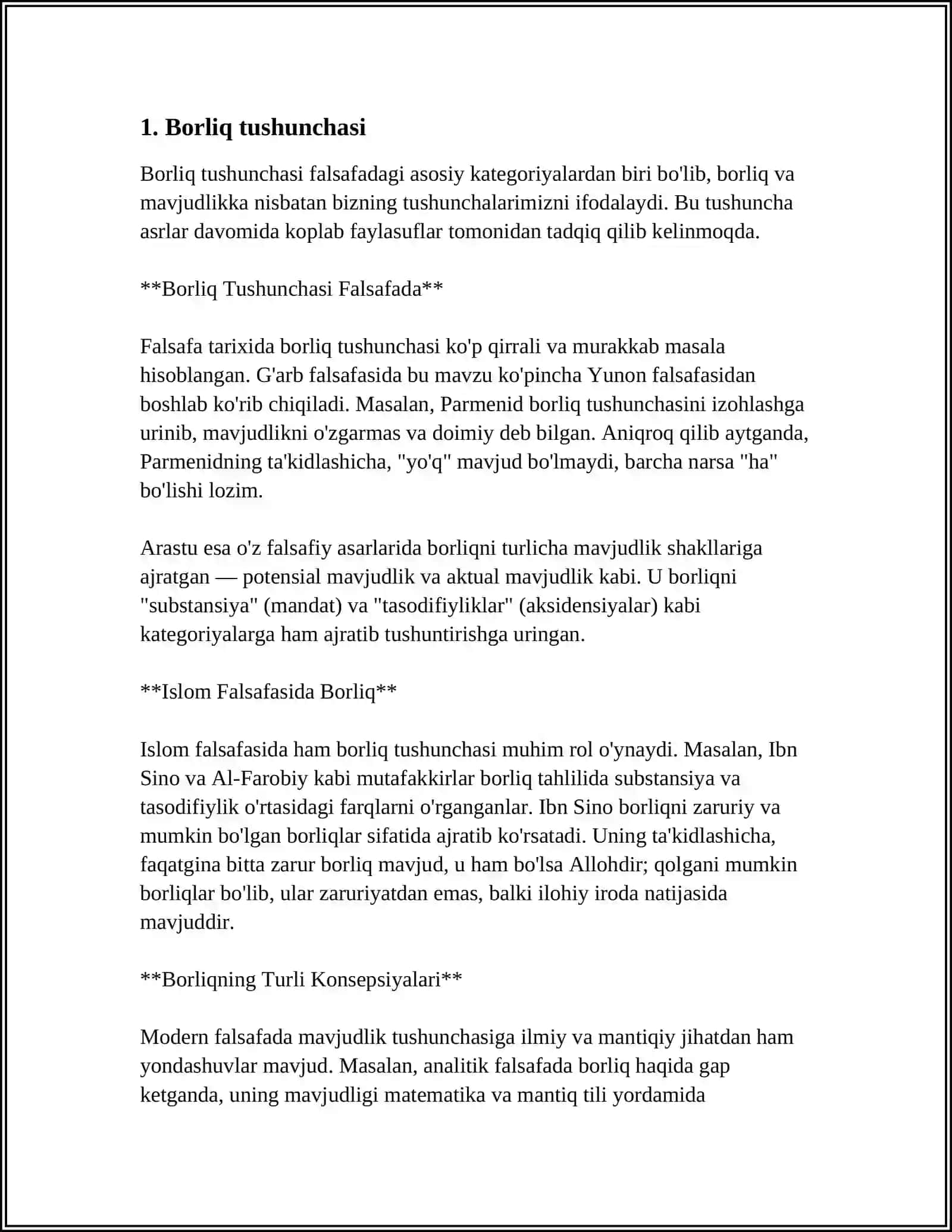 BORLIQ FALSAFASI ONTOLOGIYA 3