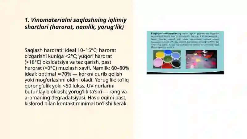 Vinomaterialni saqlash va tarkibini normallashtirish 3