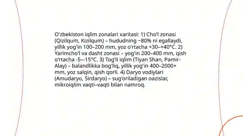 O'zbekistonning iqlim kartasi 3