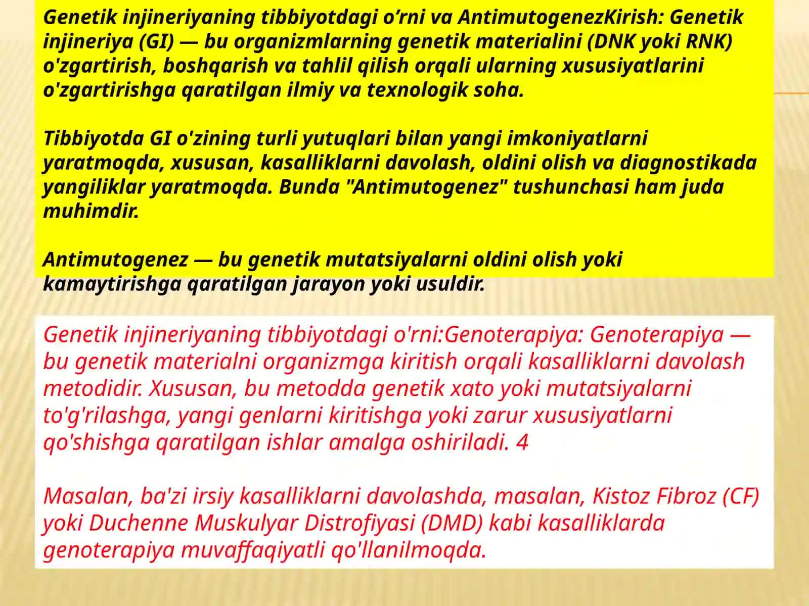 Genetik inzhenariya va Antimutogenez 3