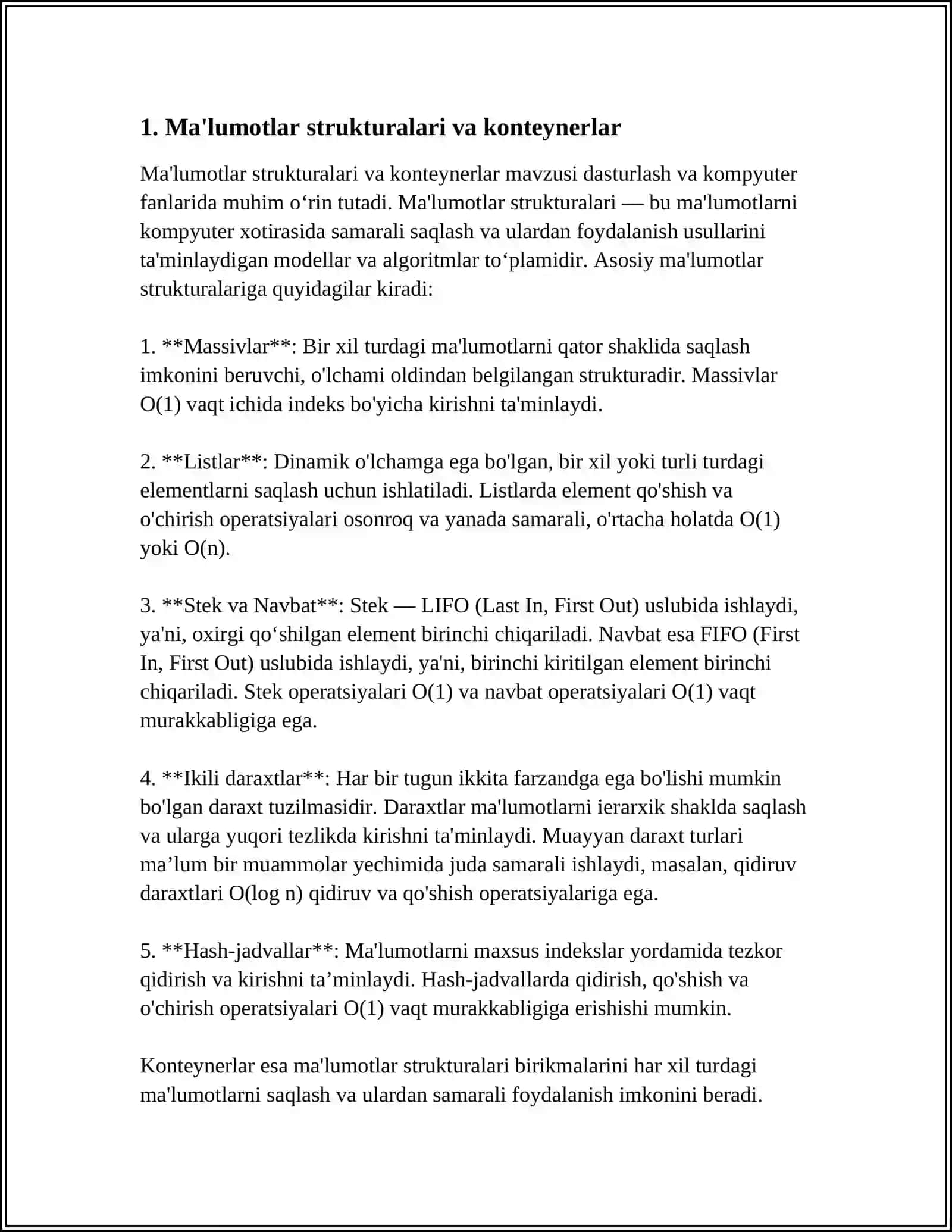 KONTEYNERLAR BILAN ISHLAYDIGAN ALGORITIMLAR 3