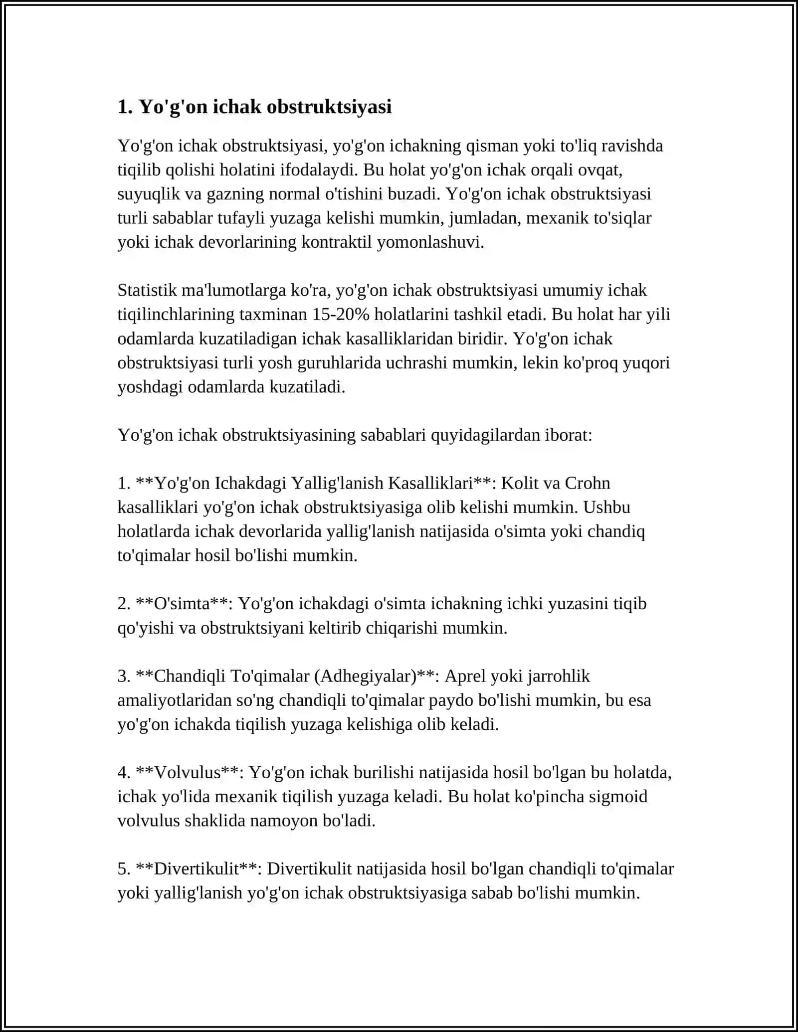 SIYDIK YO'LLARI OBSTRUKSIYASI 3