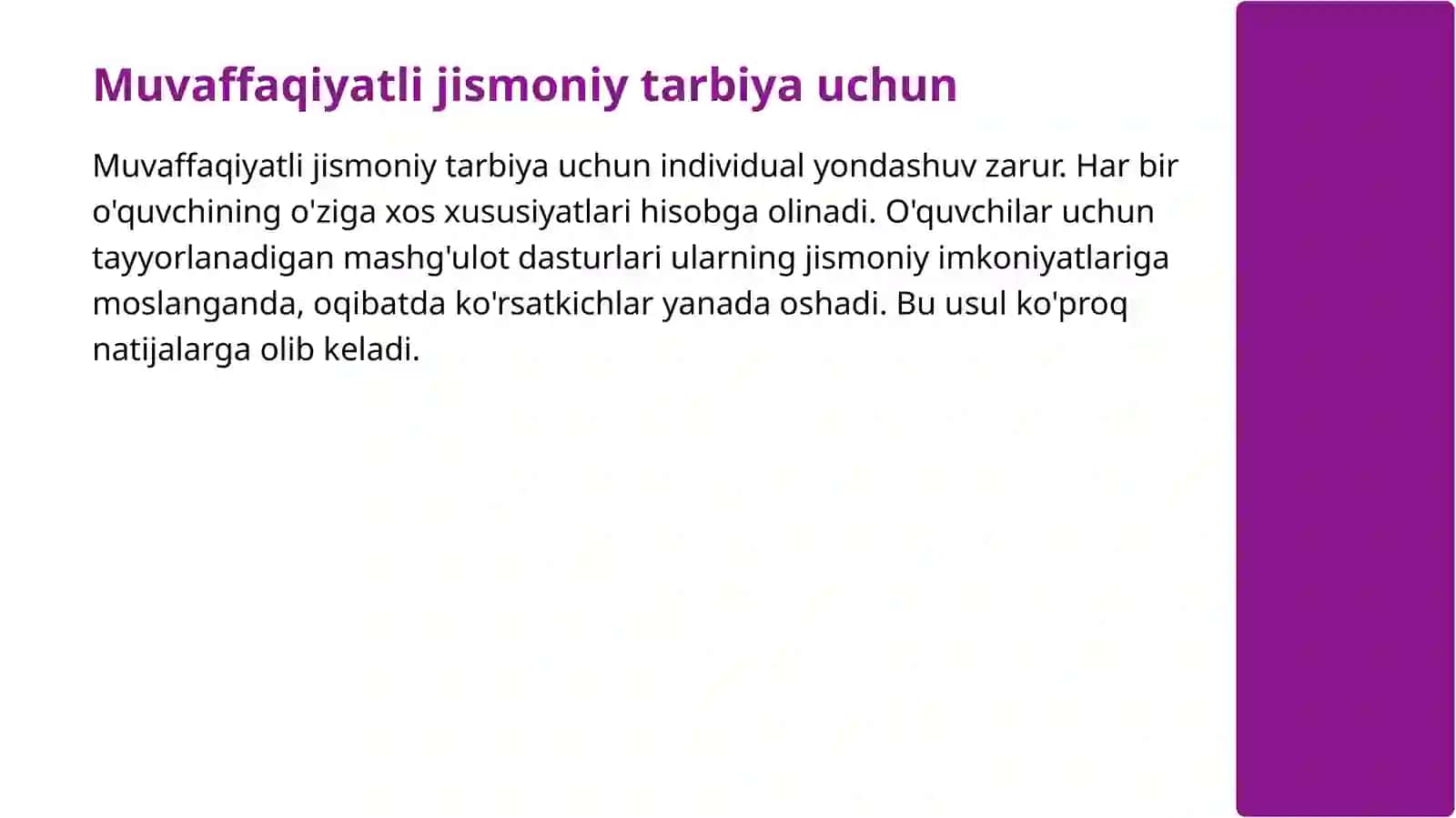 Muvaffaqiyatli jismoniy tarbiya uchun 3