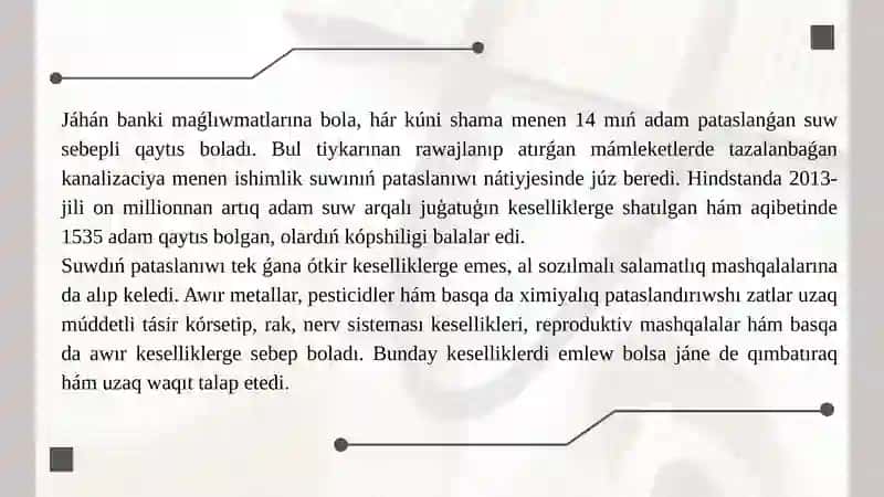 Suwdıń pataslanıwınan kelip shıǵatuǵ 3
