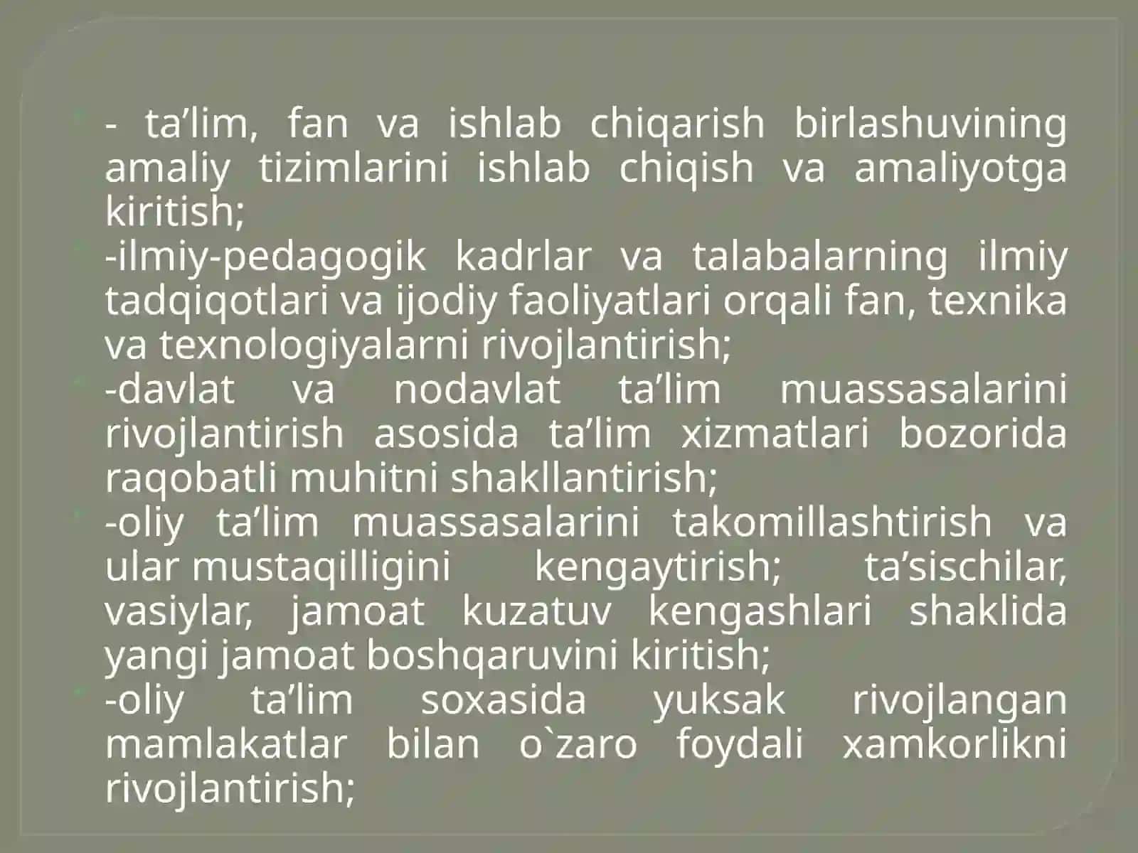 O`ZBEKISTON RESPUBLIKASIDA OLIY VA O`RTA MAXSUS TA’LIMINING SHAKLLANTIRILISHI 3