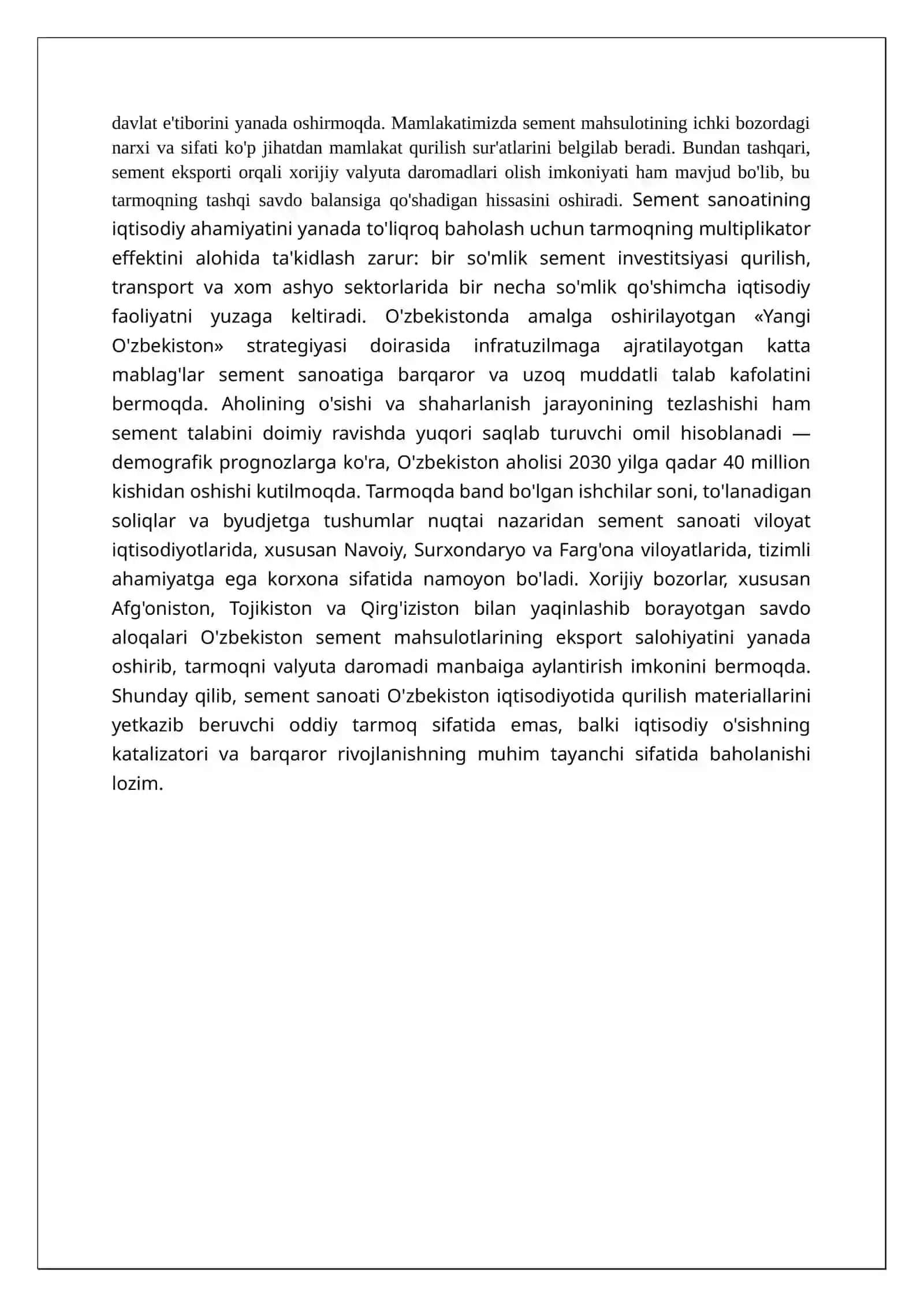 O'zbekistonda sement ishlab chiqarish zavodlari va ularning quvvati 3