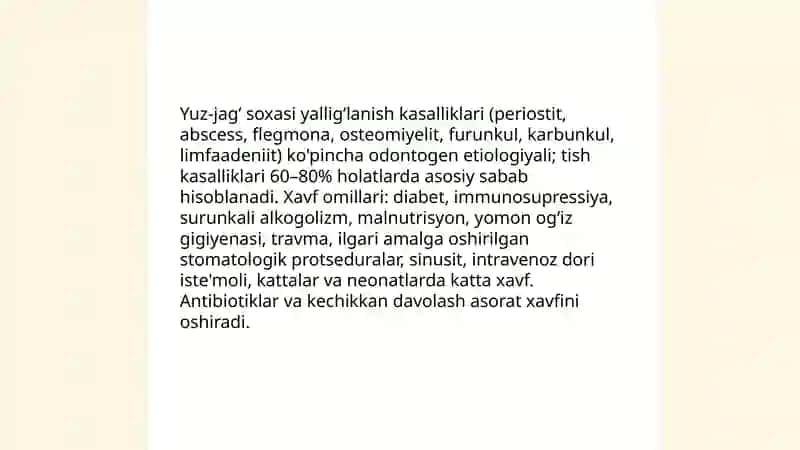 Yuz jagʻ soxasi yalligʻlanish kasalliklari 3