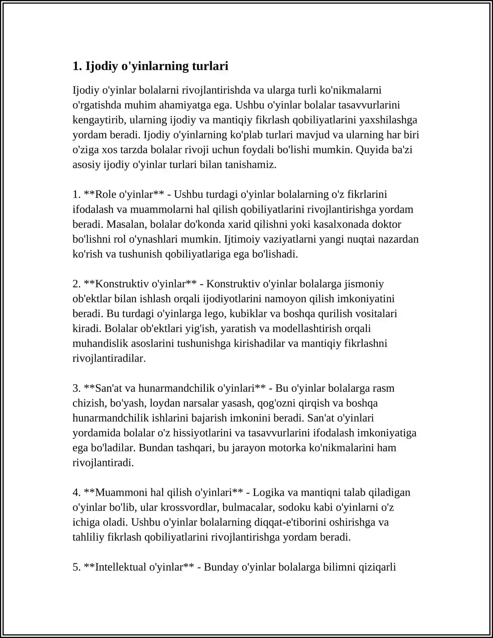 IJODIY O'YIN TURLARI,DIDAKTIK OʻYINLAR 3