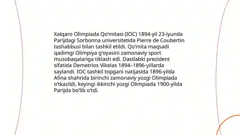 Xalqaro Olimpiada Qoʻmitasi Tashkil Topishi 3