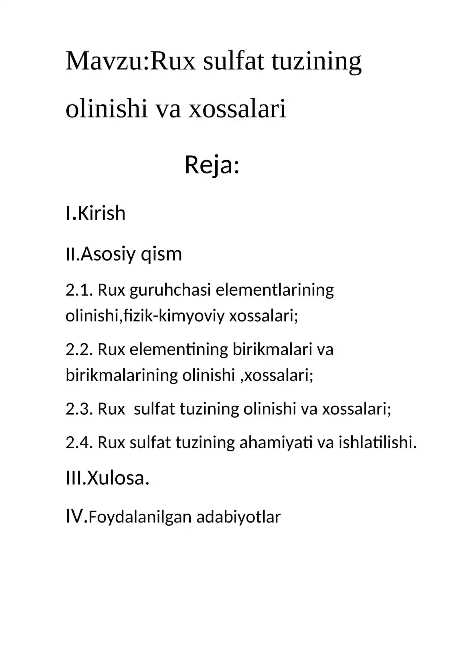 Rux sulfat tuzining olinishi va xossalari 3