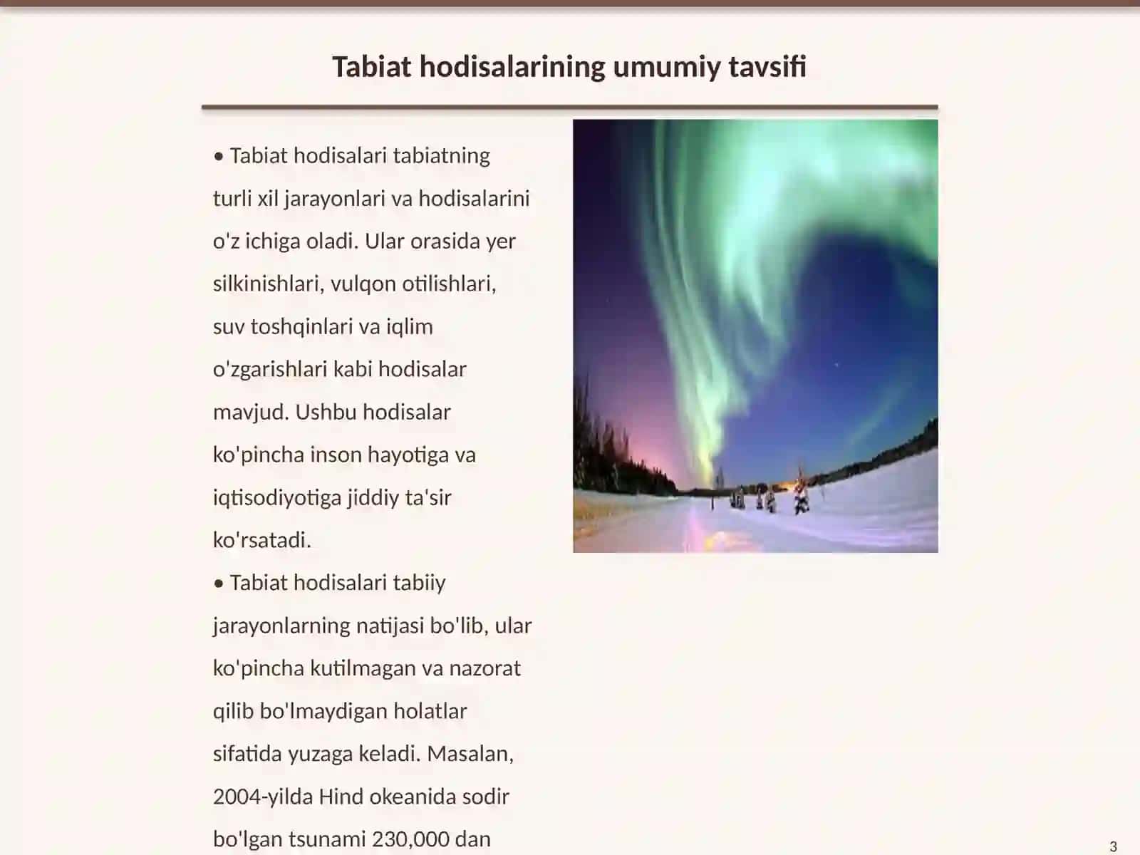 Tabiat hodisalari 3