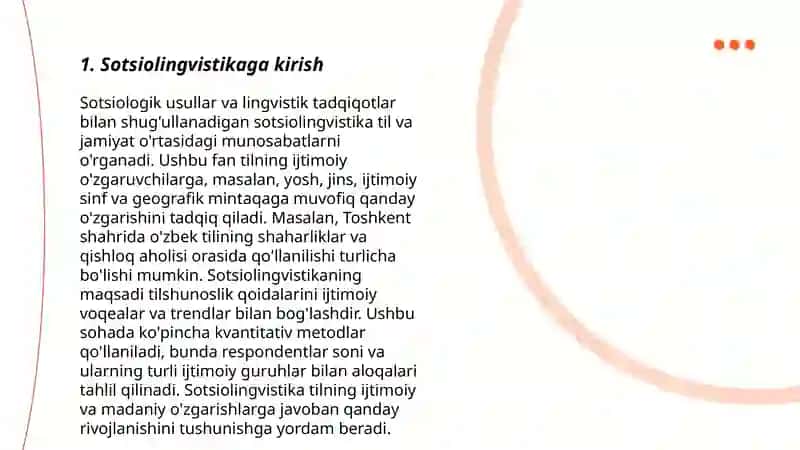 "Sotsiolingvistika"ning predmeti , maqsadi va vazifalari 3