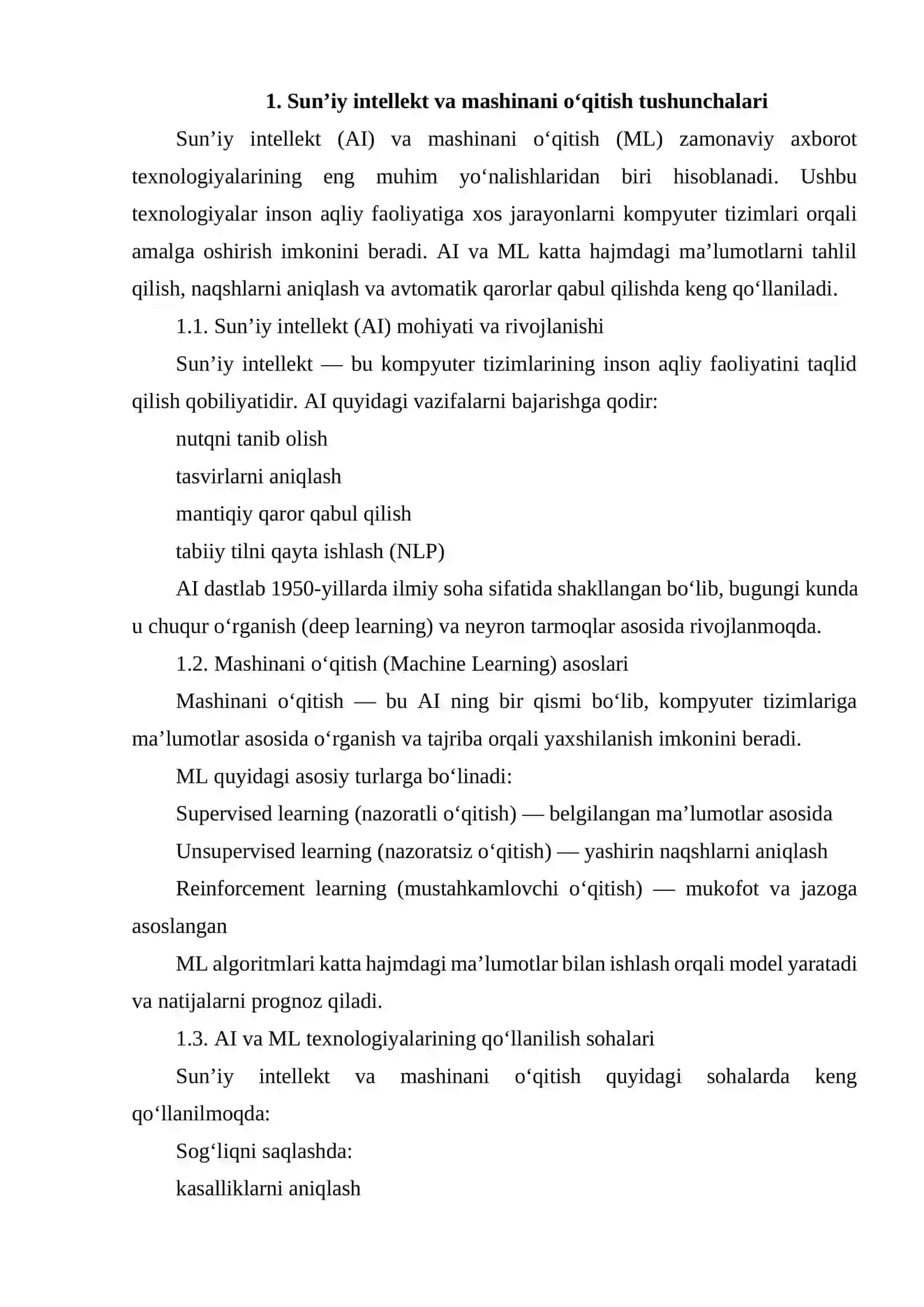 SUN'IY INTELLEKT VA MASHINANI O'QITISHDA BULUTDAN FOYDALANISH 3