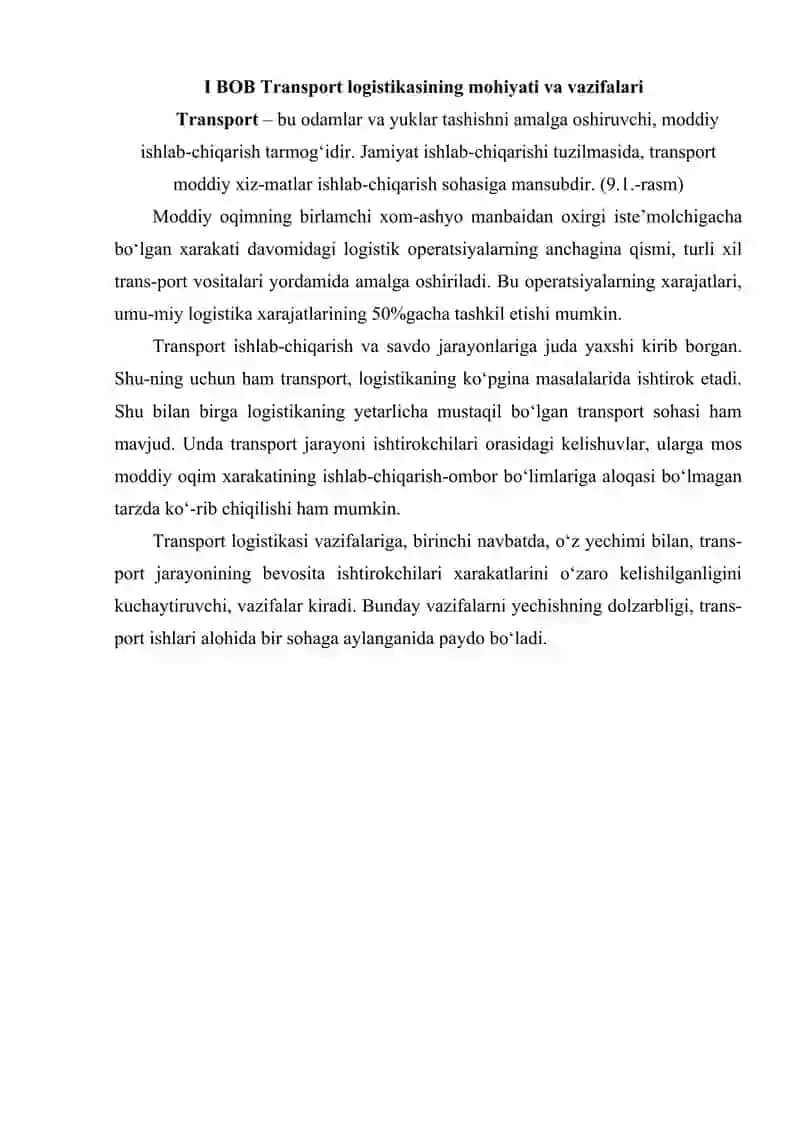 BOB Transport logistikasining mohiyati va vazifalari 3