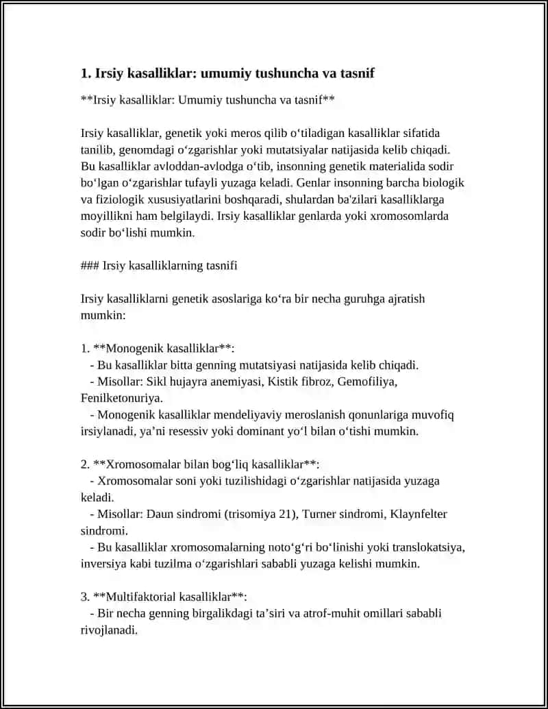 IRSIY KASALLIKLAR: XROMASOMA VA GEN KASALLIKLARI 3