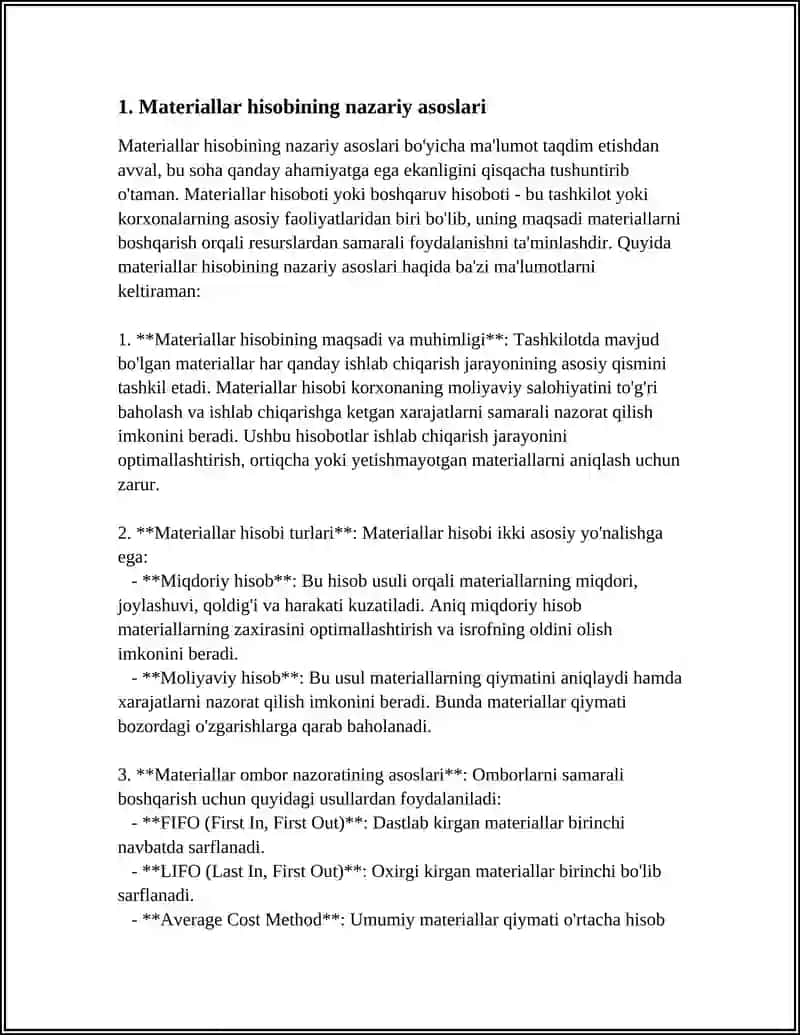 Materiallar hisobi 3