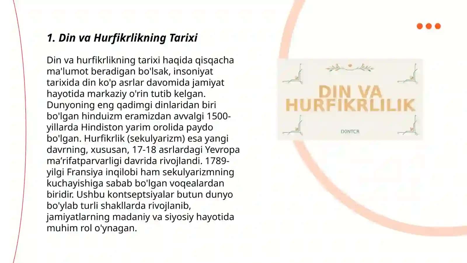 Din va Hurfikrlikning Tarixi 3