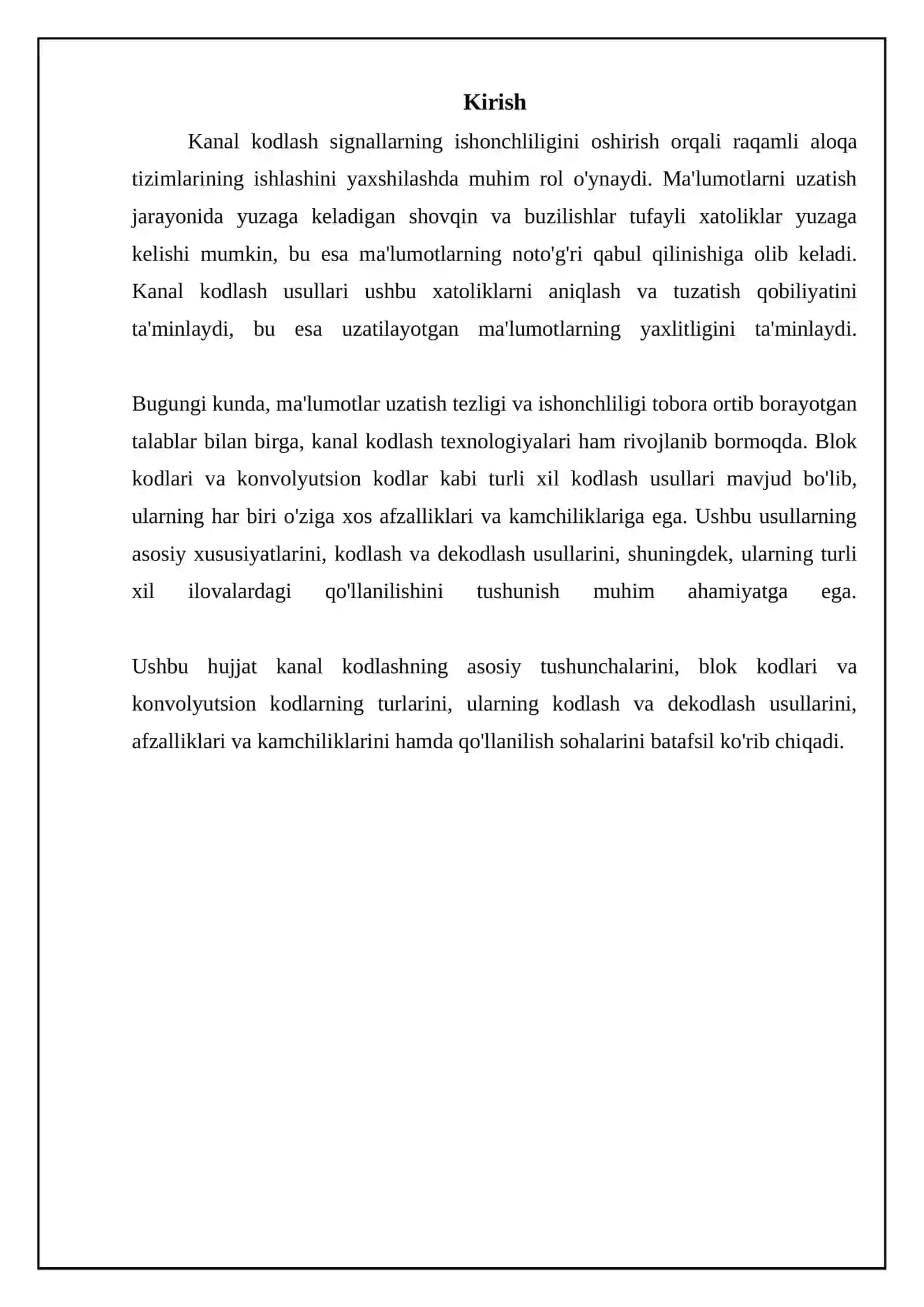 Kanalli kodlash (blok va konvolyutsion kodlar) 3