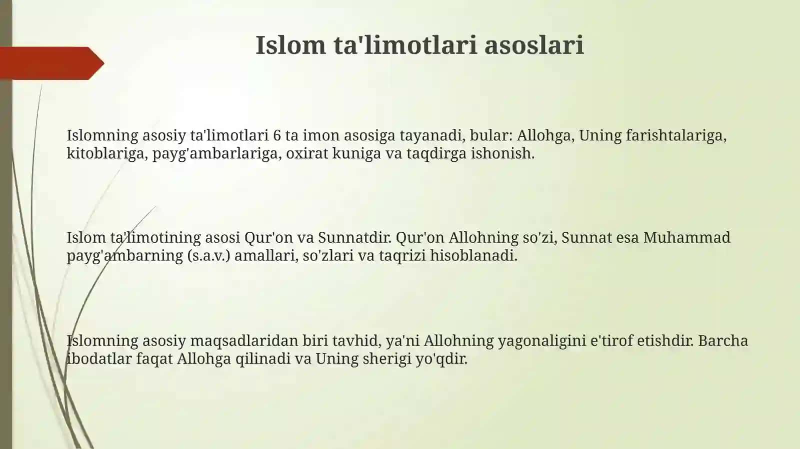 Islom ta'limoti va aqidaviy yo'nalishlari 3